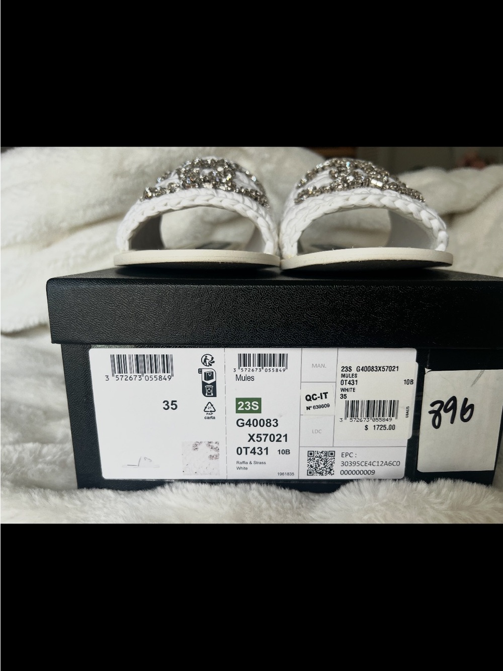 CHANEL White Braided Crystal CC Logo Slide Sandals - Picture 2 of 2